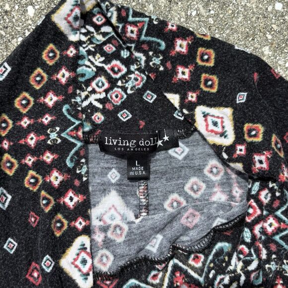 Living Doll Women's Skirt Stretch Black Multicolor Size Large - Picture 2 of 4